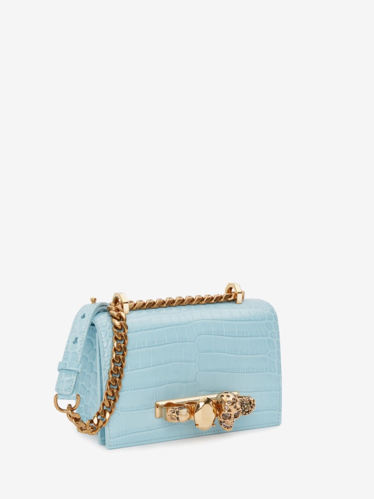 Fashion Alexander McQueen Women's Mini Jewelled Satchel Pale Blue