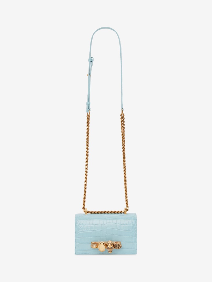 Fashion Alexander McQueen Women's Mini Jewelled Satchel Pale Blue