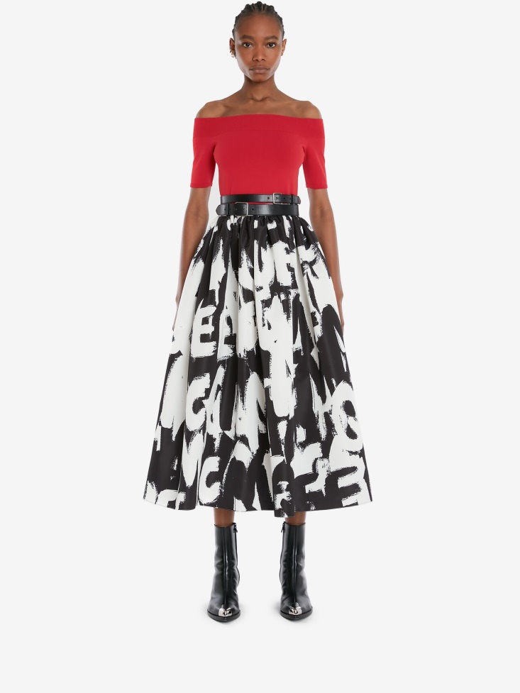 Women's Off-The-Shoulder Knit Top Welsh Red Fashion Alexander McQueen