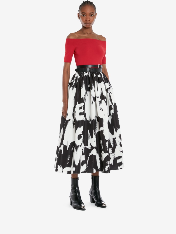 Women's Off-The-Shoulder Knit Top Welsh Red Fashion Alexander McQueen