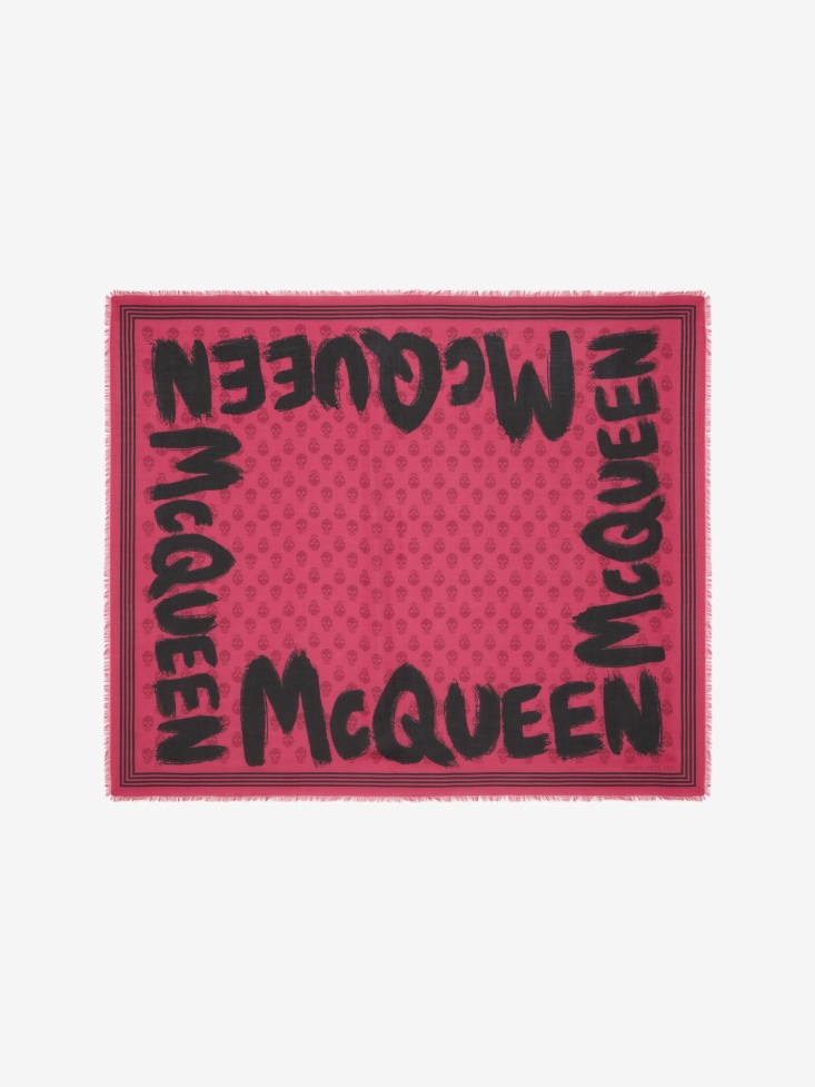Black Women's in Graffiti Biker Skull Scarf Fashion Alexander McQueen