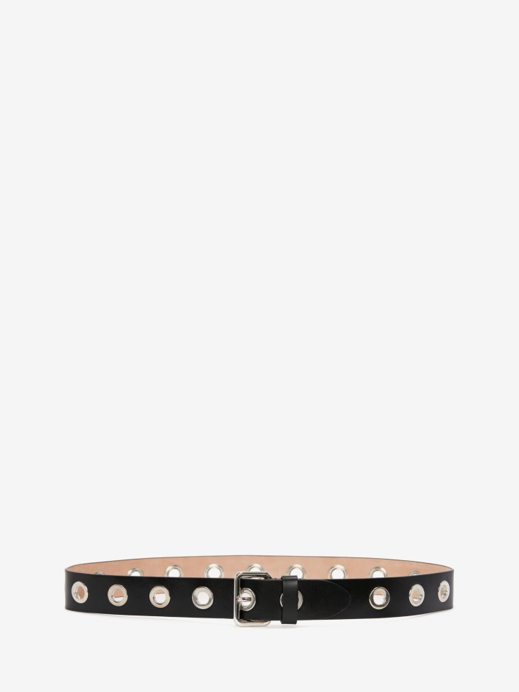 Fashion Alexander McQueen Men's Eyelets Belt Black