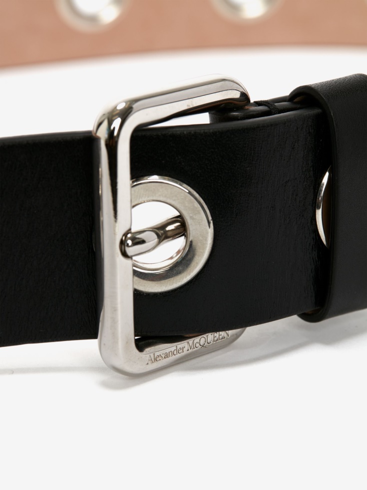 Fashion Alexander McQueen Men's Eyelets Belt Black