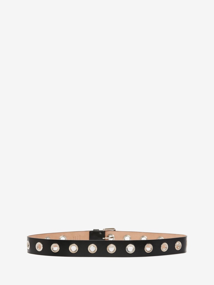 Fashion Alexander McQueen Men's Eyelets Belt Black