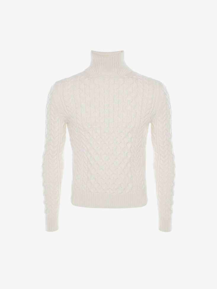 Men's Wool Roll-Neck Jumper Ivory Fashion Alexander McQueen