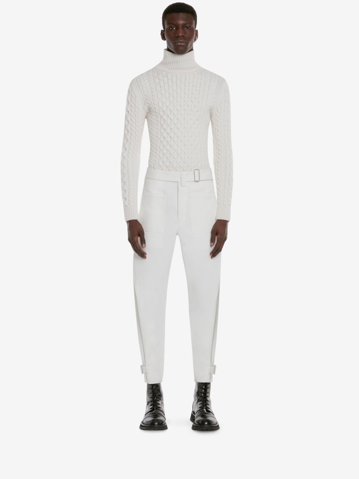 Men's Wool Roll-Neck Jumper Ivory Fashion Alexander McQueen