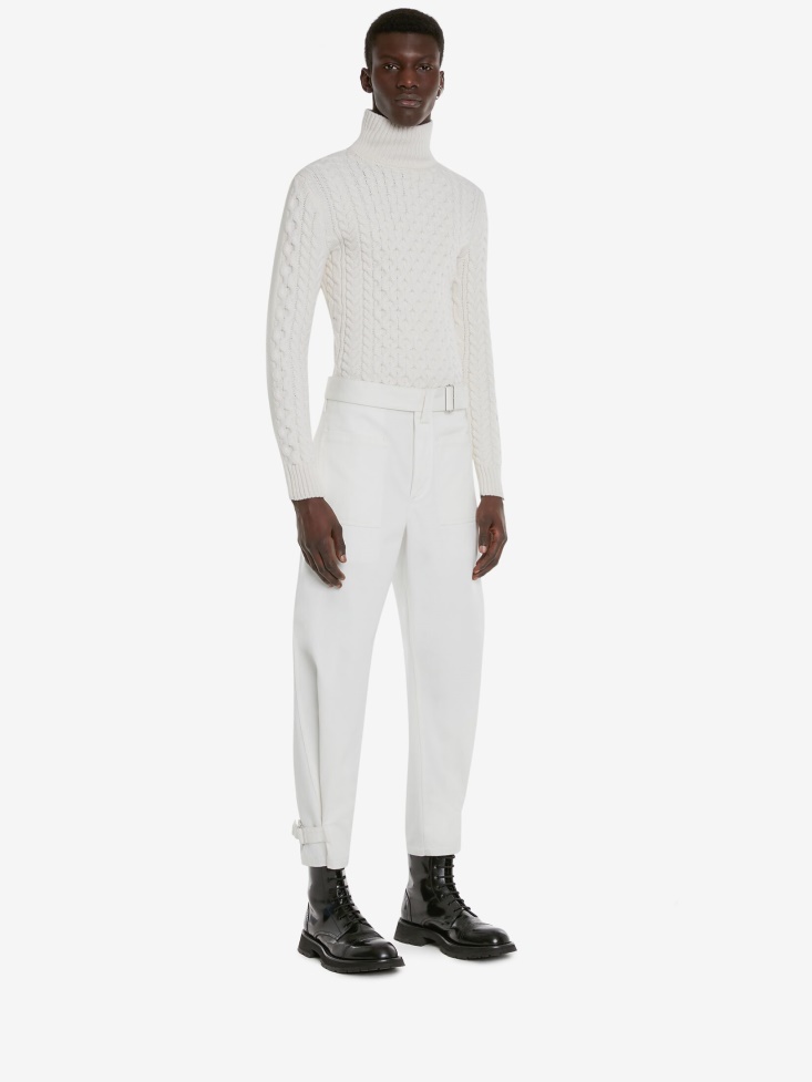 Men's Wool Roll-Neck Jumper Ivory Fashion Alexander McQueen