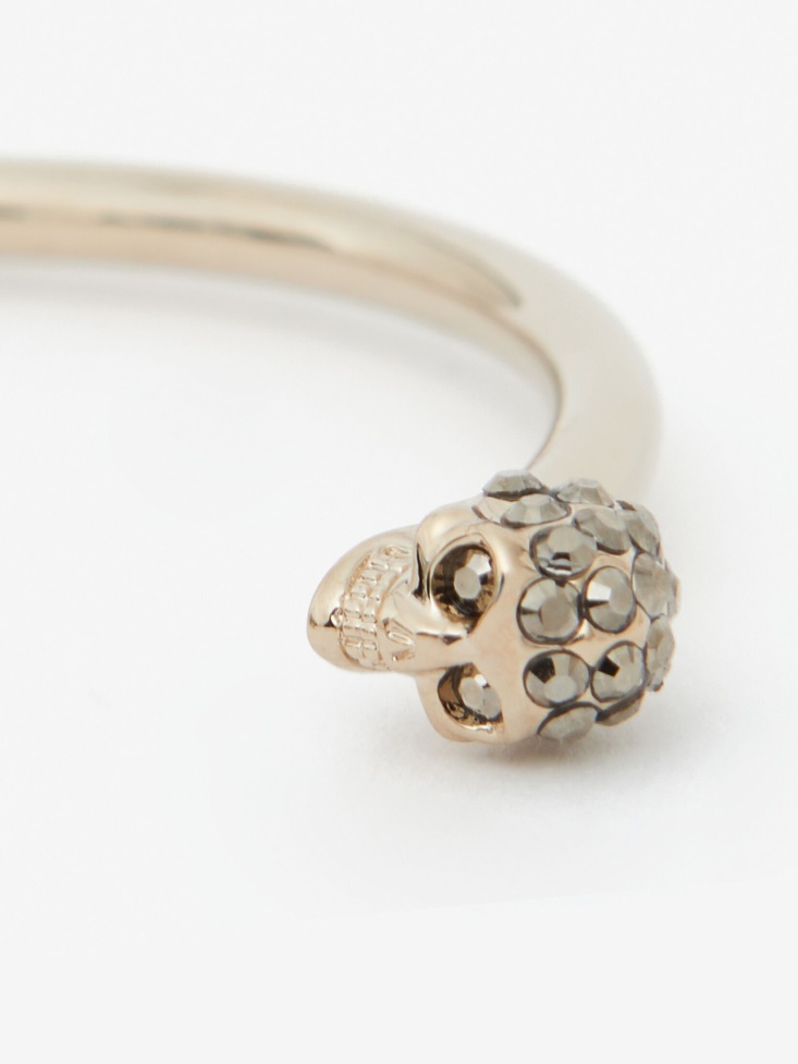 Light Gold Women's Thin Jewelled Twin Skull Bracelet Fashion Alexander McQueen
