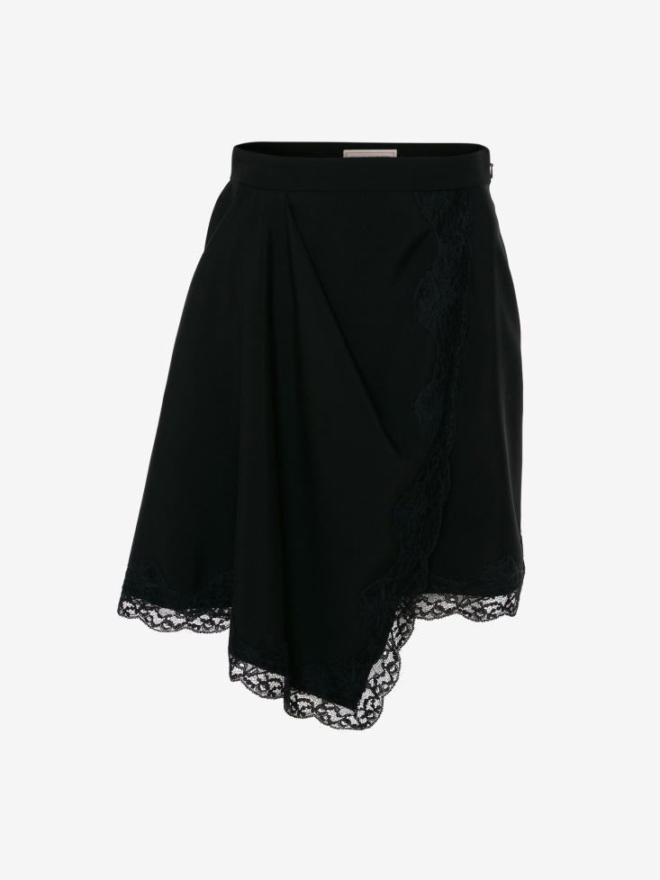 Women's Wool Drape Mini Skirt Fashion Alexander McQueen Black