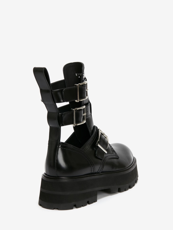 Fashion Alexander McQueen Women's Rave Buckle Boot Black/Silver