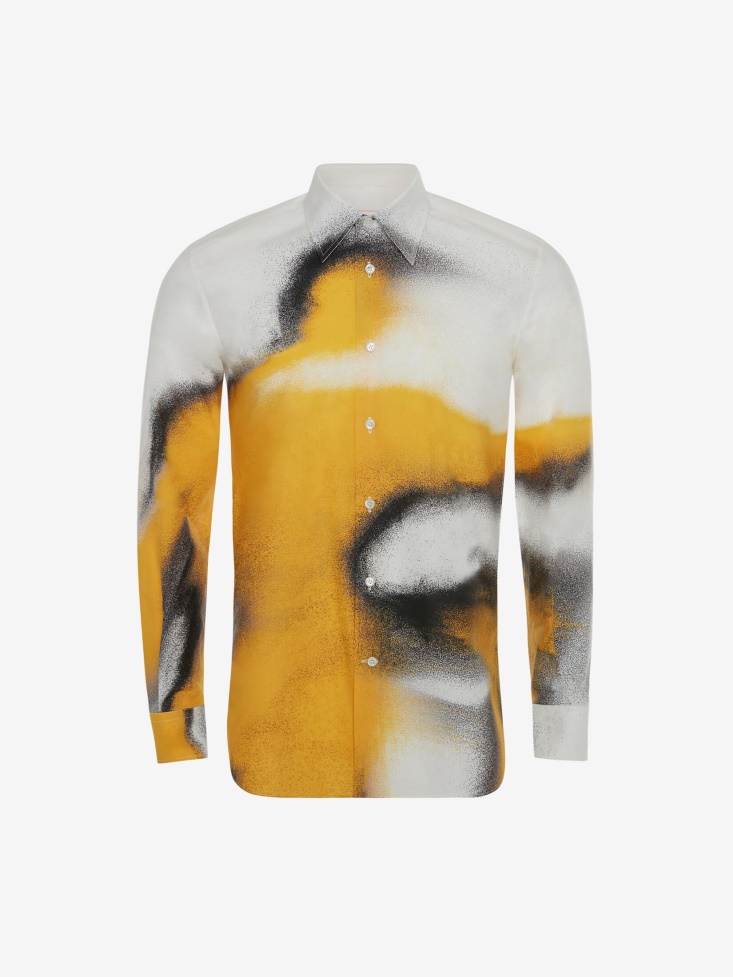 Ivory/Yellow Men's Cotton Poplin Silhouette Shirt Fashion Alexander McQueen