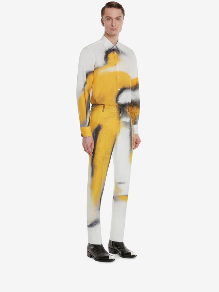 Ivory/Yellow Men's Cotton Poplin Silhouette Shirt Fashion Alexander McQueen
