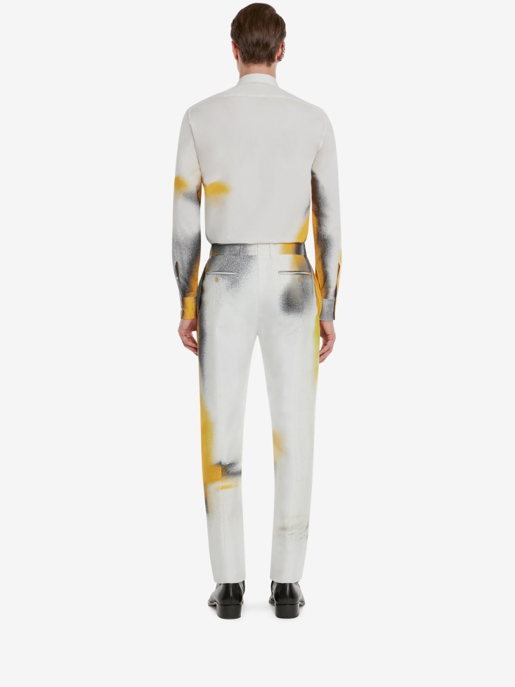 Ivory/Yellow Men's Cotton Poplin Silhouette Shirt Fashion Alexander McQueen