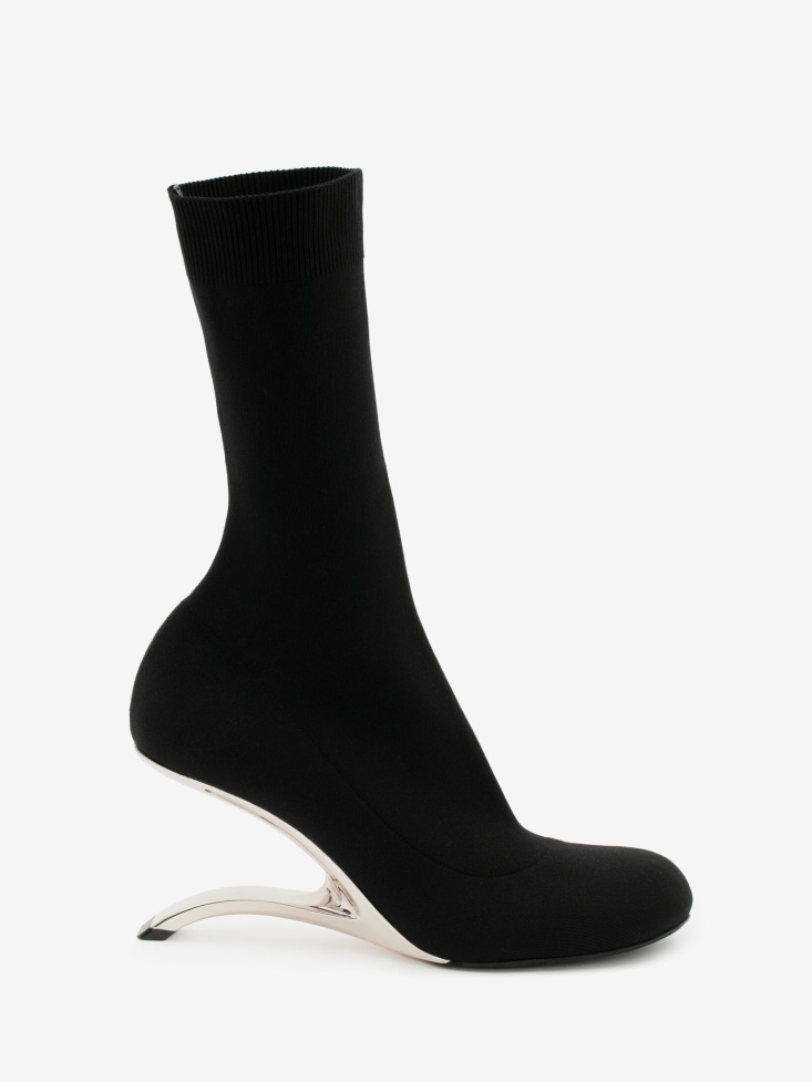 Fashion Alexander McQueen Black/Silver Women's Arc Knit Boot