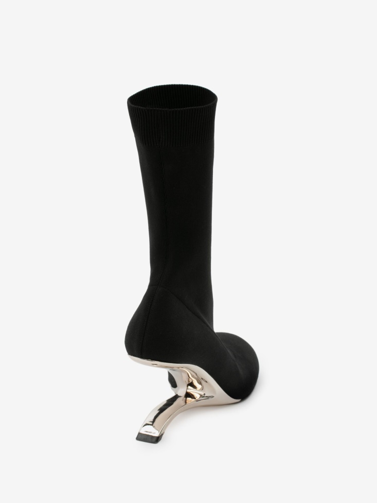 Fashion Alexander McQueen Black/Silver Women's Arc Knit Boot