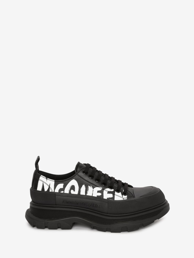 Black/White Men's Tread Slick Lace-Up Fashion Alexander McQueen