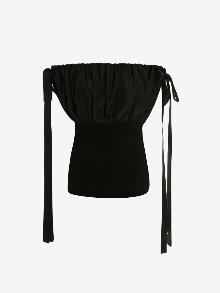 Fashion Alexander McQueen Women's Hybrid Off-The-Shoulder Top Black