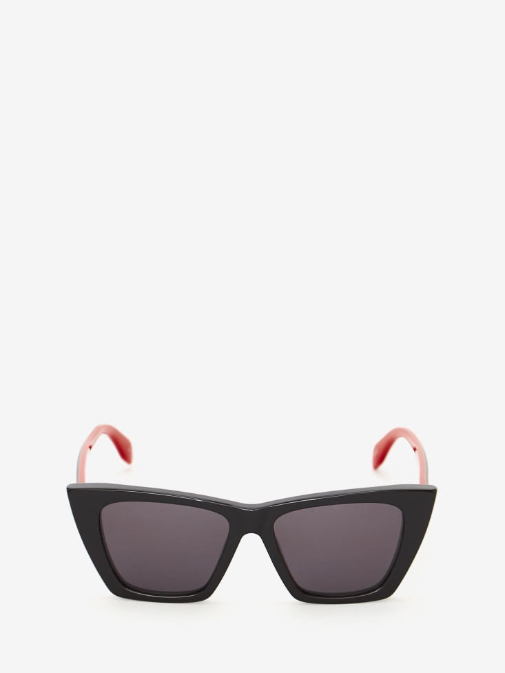 Men's Selvedge Cat-Eye Sunglasses Black/Red Fashion Alexander McQueen