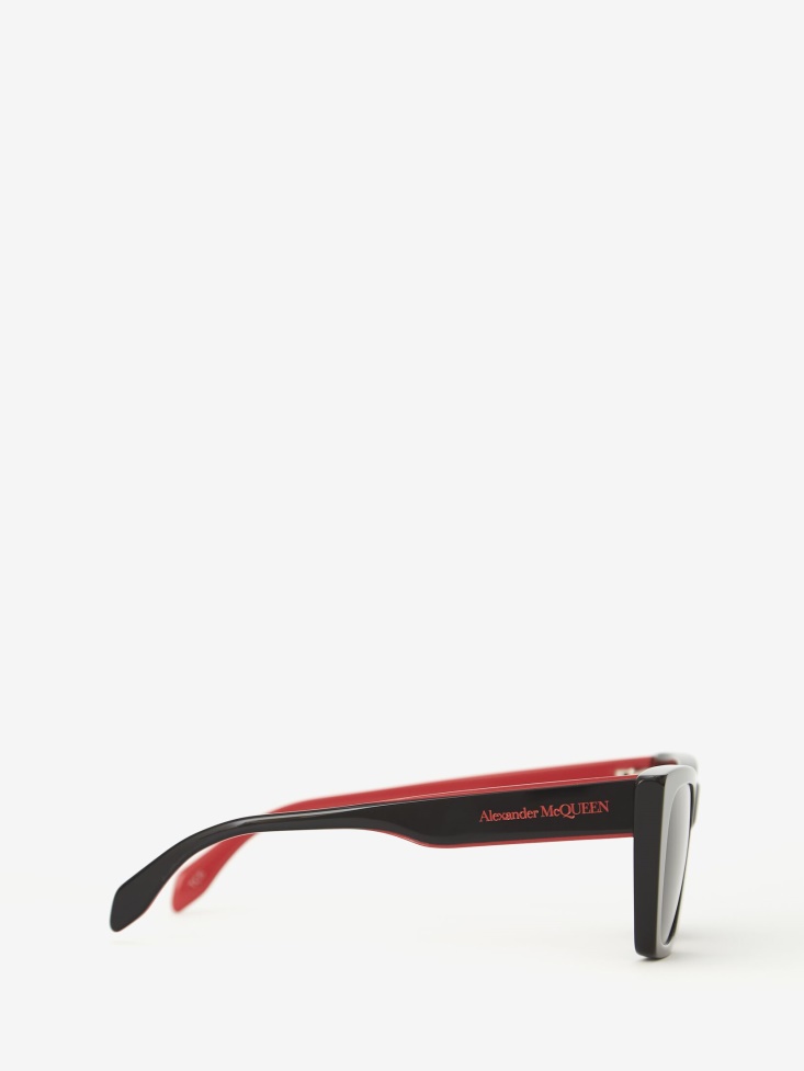 Men's Selvedge Cat-Eye Sunglasses Black/Red Fashion Alexander McQueen