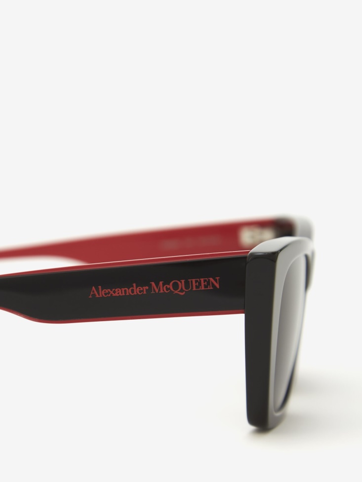 Men's Selvedge Cat-Eye Sunglasses Black/Red Fashion Alexander McQueen