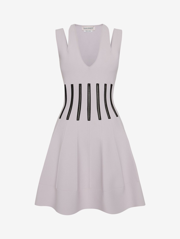 Fashion Alexander McQueen Women's Slashed Corset Mini Dress Porcelain