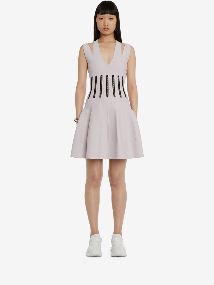 Fashion Alexander McQueen Women's Slashed Corset Mini Dress Porcelain