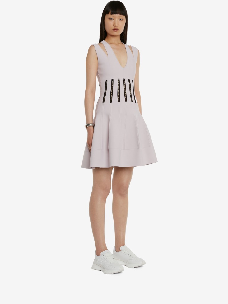 Fashion Alexander McQueen Women's Slashed Corset Mini Dress Porcelain