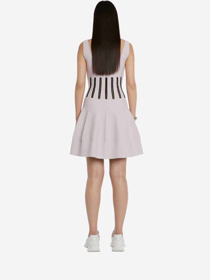 Fashion Alexander McQueen Women's Slashed Corset Mini Dress Porcelain