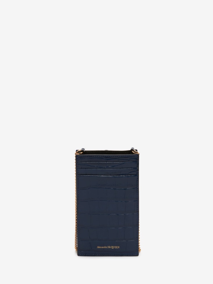 Women's Skull Phone Case With Chain Navy Fashion Alexander McQueen
