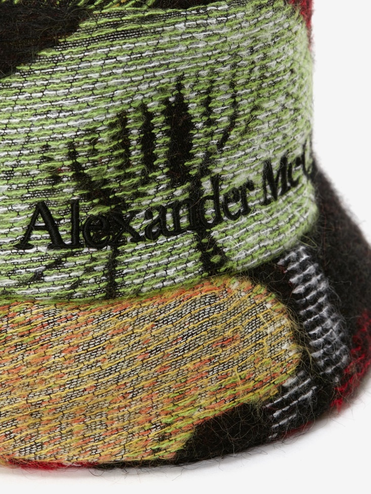 Fashion Alexander McQueen Black/Red Women's Psychedelic Mushroom Bucket Hat