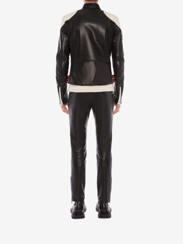 Men's in Classic Leather Biker Trousers Black Fashion Alexander McQueen
