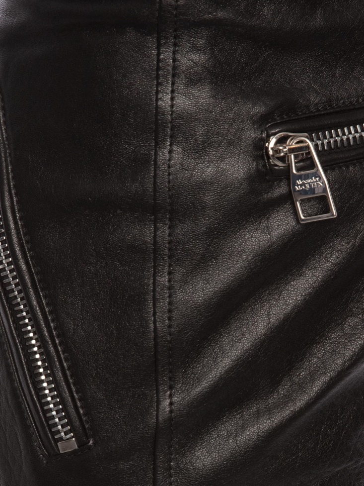 Men's in Classic Leather Biker Trousers Black Fashion Alexander McQueen