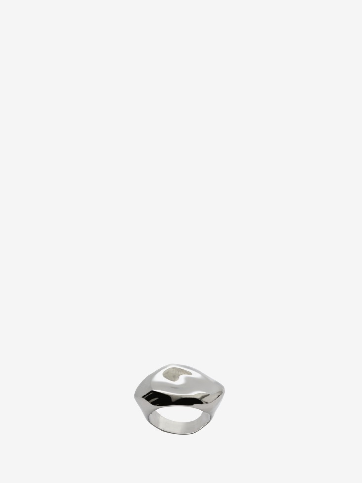 Antique Silver Men's Molten Ring Fashion Alexander McQueen