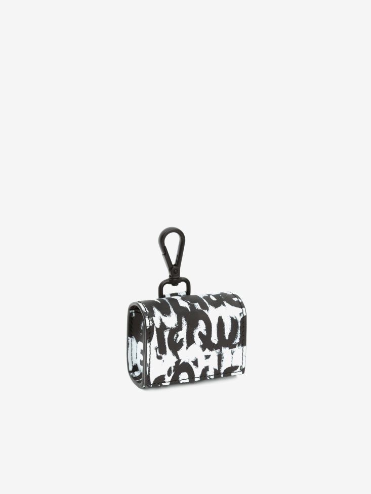Black/White Fashion Alexander McQueen Men's in Graffiti Airpods Case With Strap