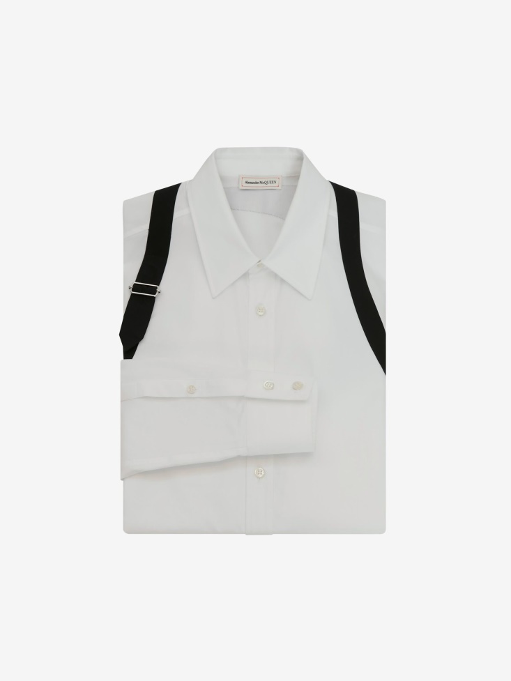 Men's Cage Harness Shirt White Fashion Alexander McQueen