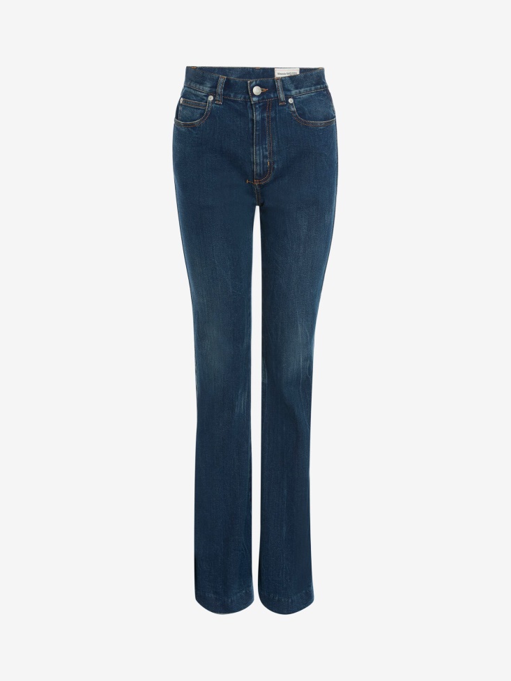 Dark Blue Wash Women's Narrow Bootcut Denim Trouser Fashion Alexander McQueen