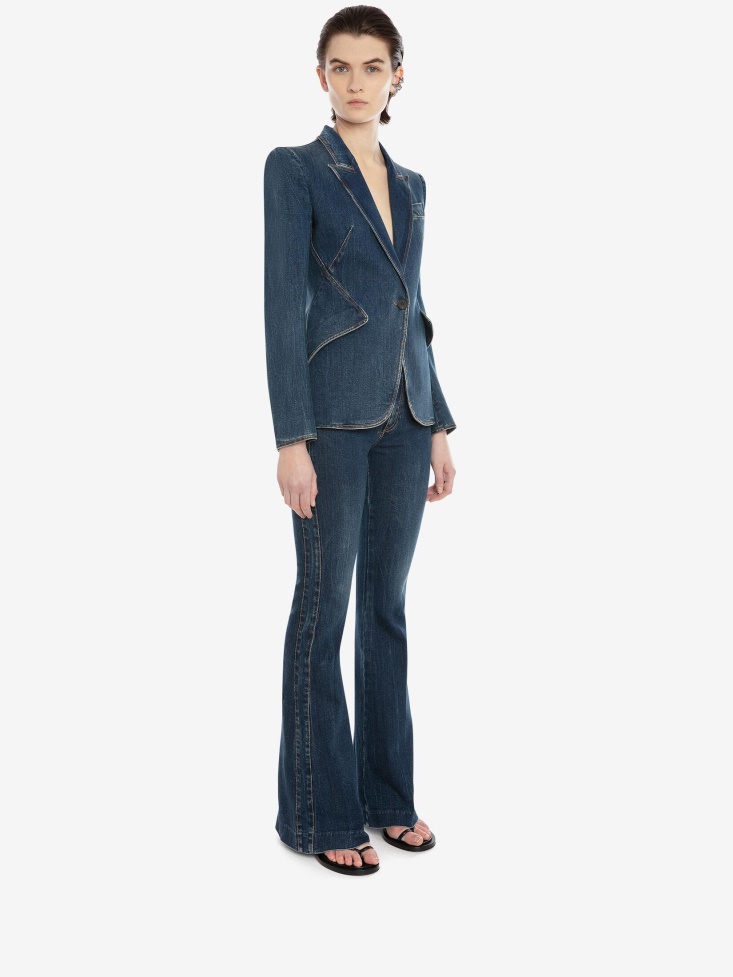 Dark Blue Wash Women's Narrow Bootcut Denim Trouser Fashion Alexander McQueen