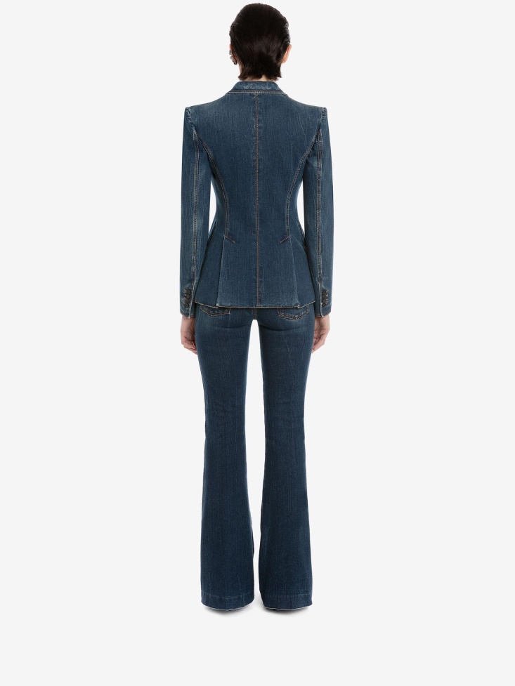 Dark Blue Wash Women's Narrow Bootcut Denim Trouser Fashion Alexander McQueen
