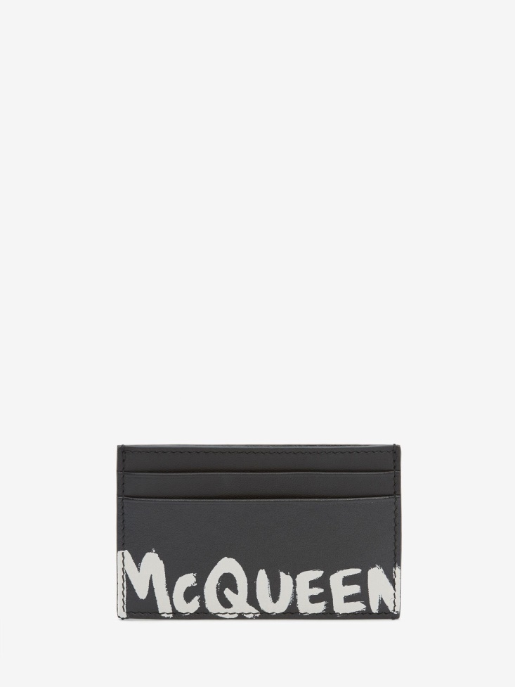 Fashion Alexander McQueen Men's in Graffiti Card Holder Black/White