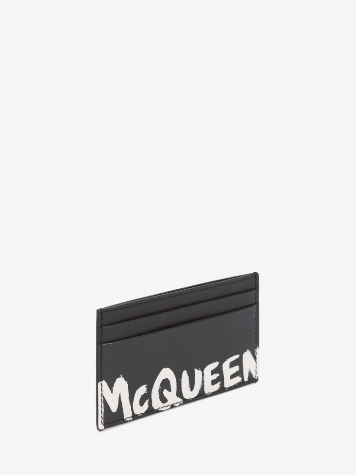 Fashion Alexander McQueen Men's in Graffiti Card Holder Black/White