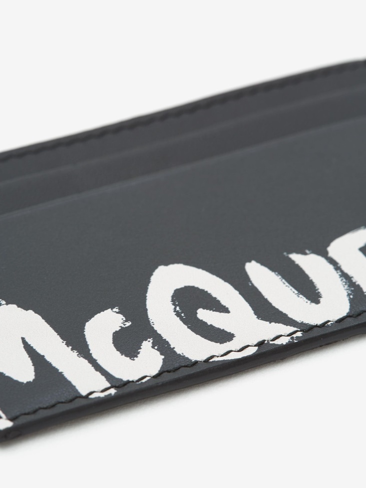 Fashion Alexander McQueen Men's in Graffiti Card Holder Black/White