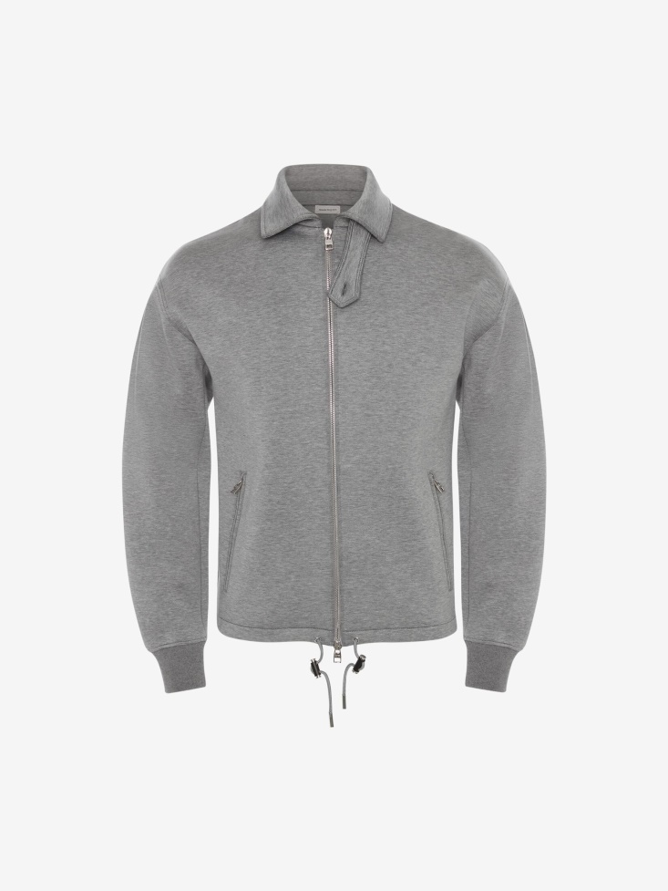 Pale Grey Men's Double Jersey Bomber Jacket Fashion Alexander McQueen