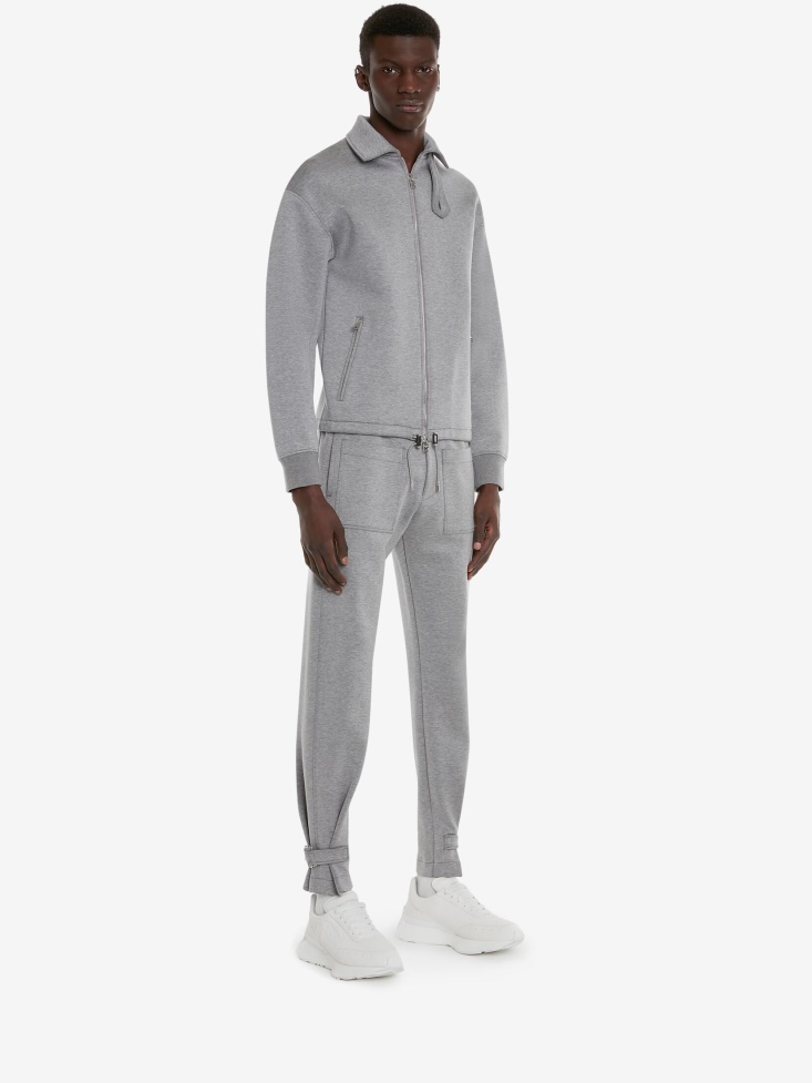 Pale Grey Men's Double Jersey Bomber Jacket Fashion Alexander McQueen