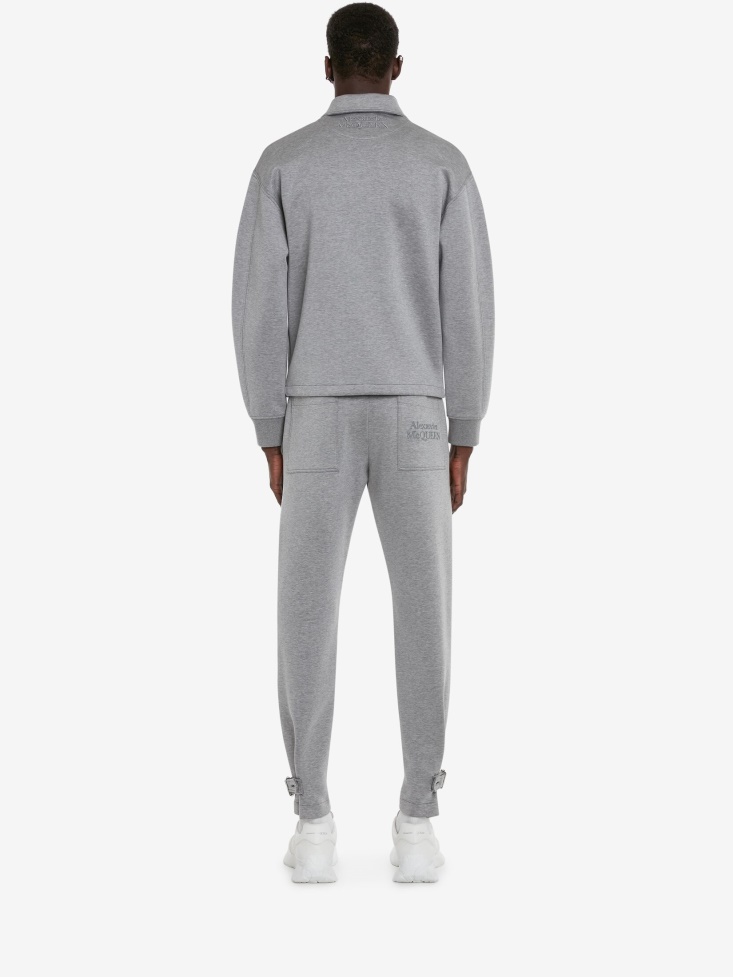 Pale Grey Men's Double Jersey Bomber Jacket Fashion Alexander McQueen