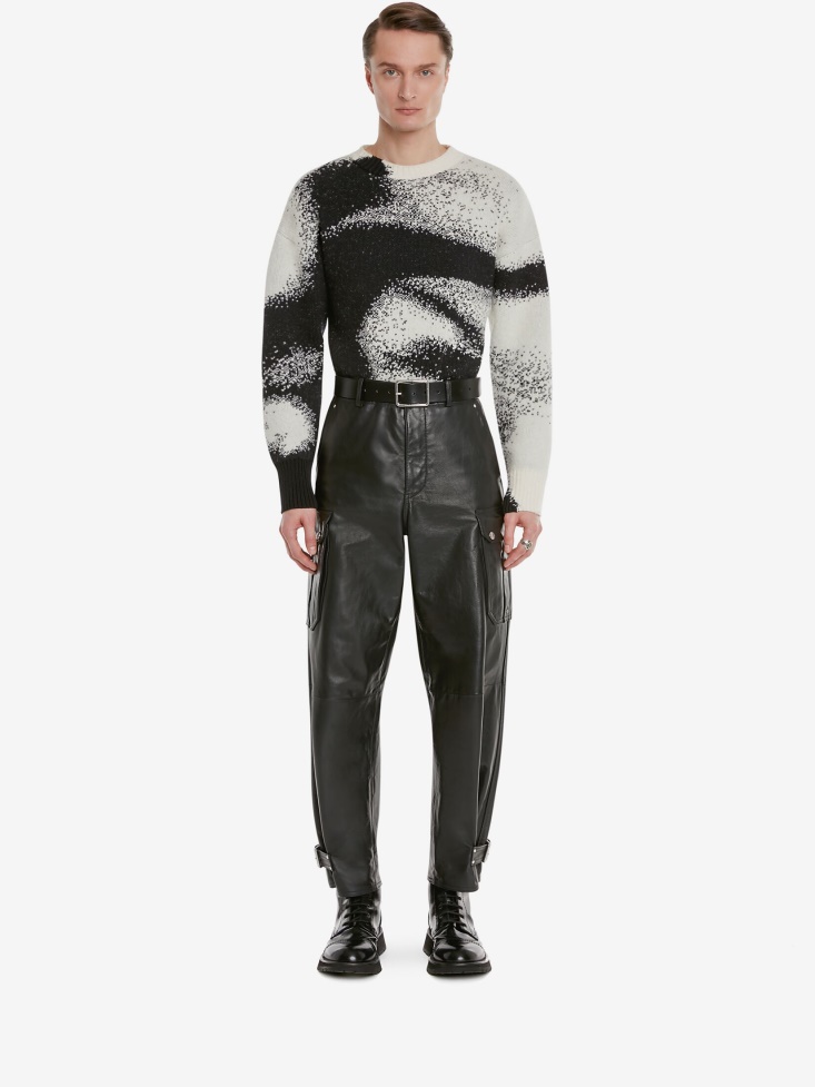 Men's Boucle Wool Cotton Silhouette Jumper Fashion Alexander McQueen Black/Bone