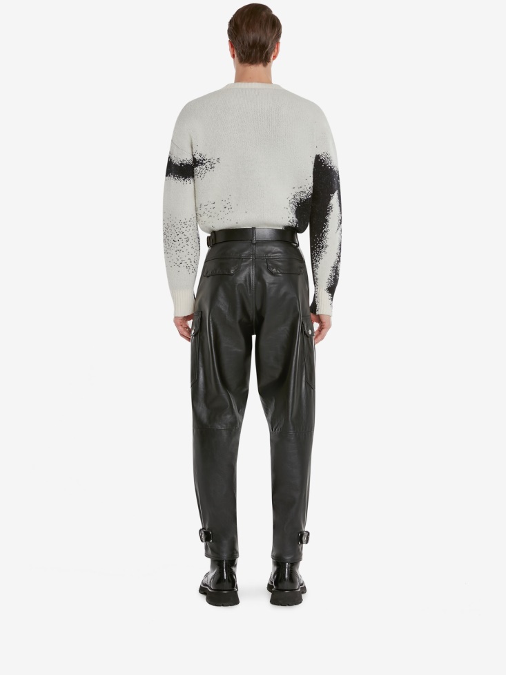 Men's Boucle Wool Cotton Silhouette Jumper Fashion Alexander McQueen Black/Bone