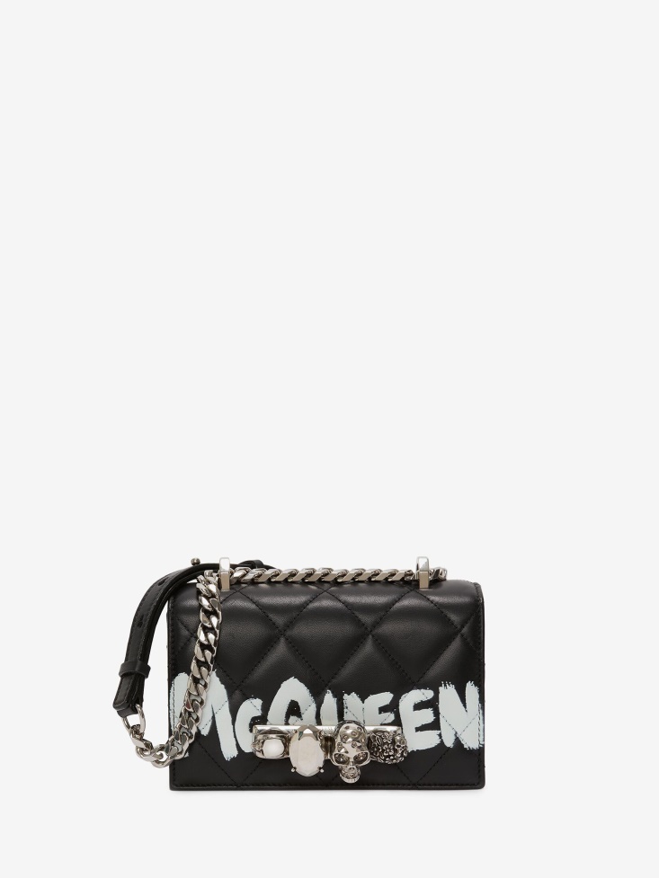 Black/White Fashion Alexander McQueen Women's Mini Jewelled Satchel