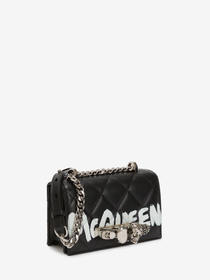 Black/White Fashion Alexander McQueen Women's Mini Jewelled Satchel