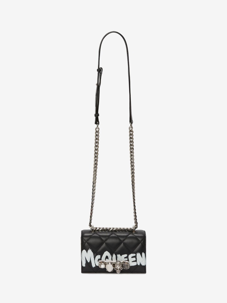 Black/White Fashion Alexander McQueen Women's Mini Jewelled Satchel