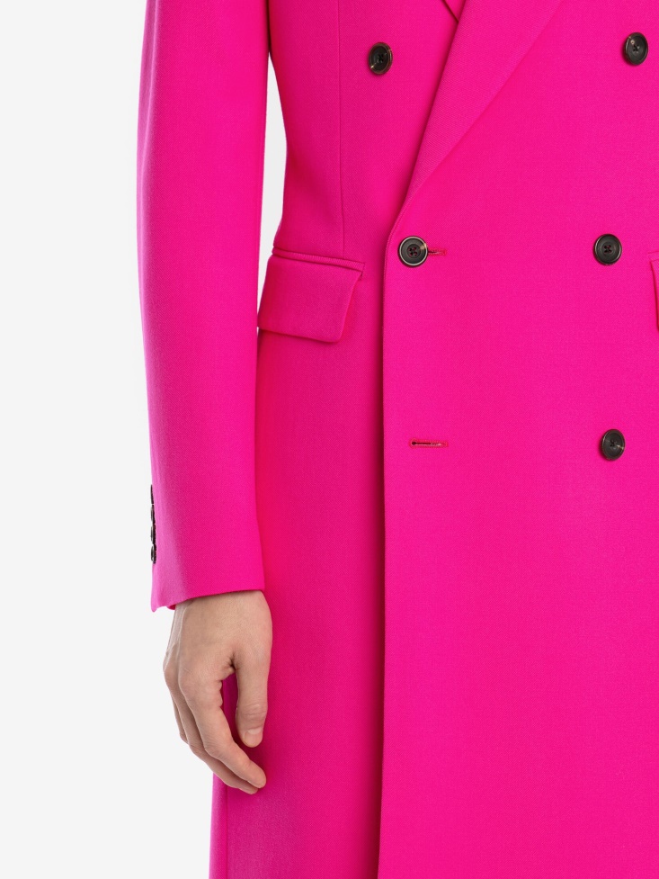 Fashion Alexander McQueen Men's Double-Breasted Tailored Coat Electric Pink